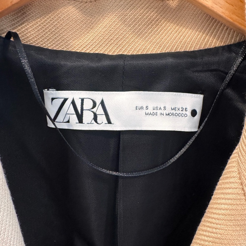 Zara Camel Double-Breasted Coat - Picture 2 of 6